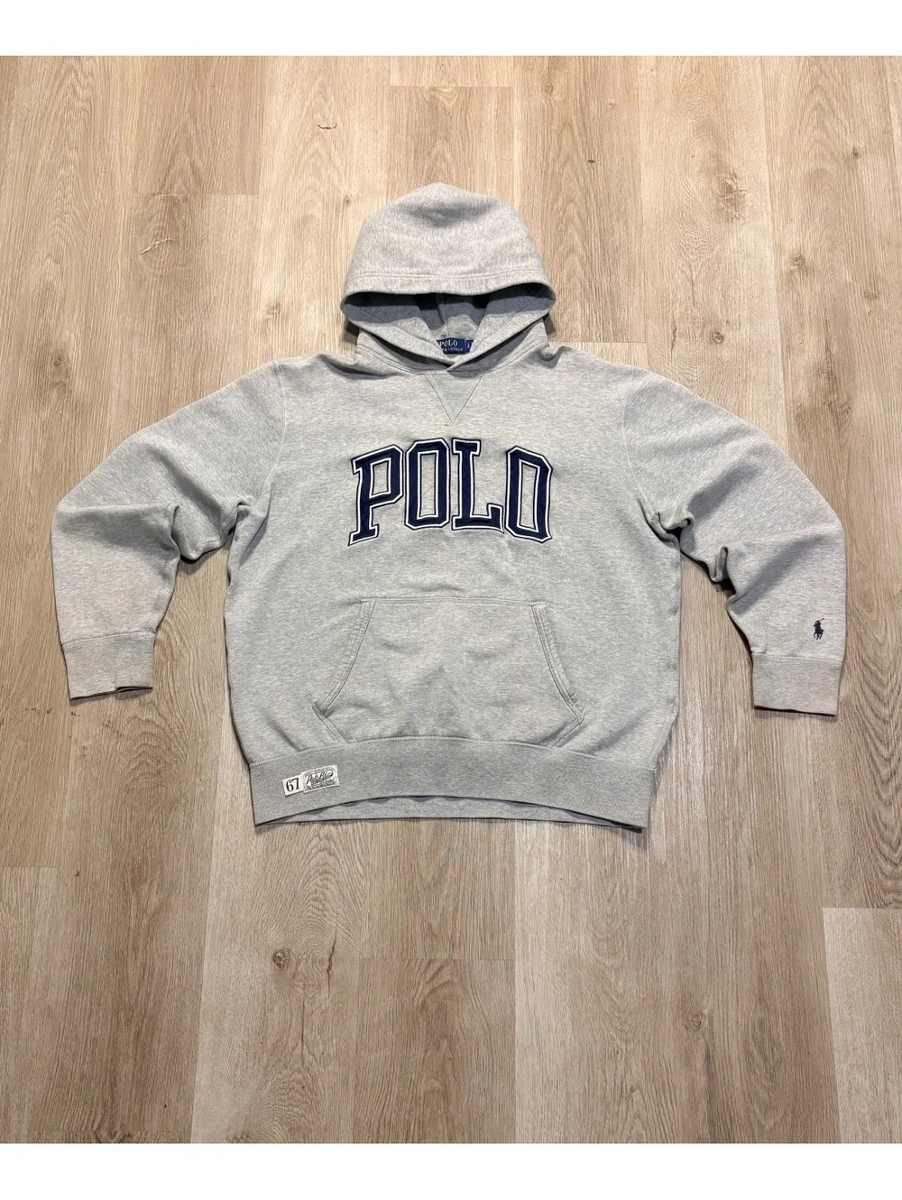 Polo Ralph Lauren Gray Hoodie Men’s Size Large Embroidered Logo 1967 Vintage Y2K